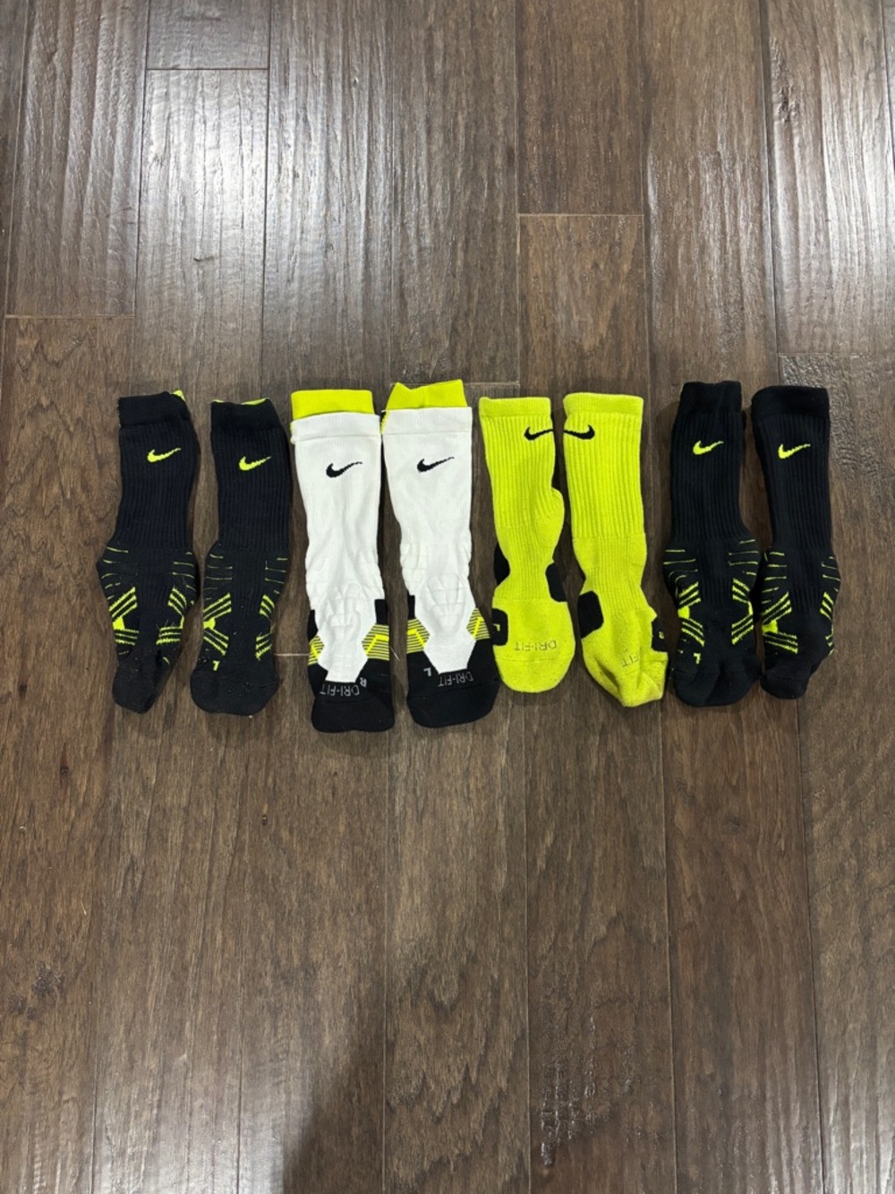 Nike Youth Athletic Crew Socks - Black, White & Neon Yellow 3Y-5Y